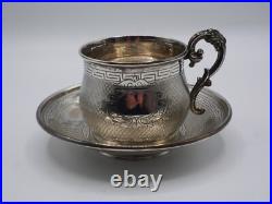Belle Tasse A Cafe Et Sous Tasse Argent Massif Poincon Minerve 1 Er Titre
