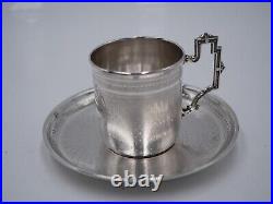 Belle Tasse A Cafe Et Sous Tasse Argent Massif Poincon Minerve 1 Er Titre