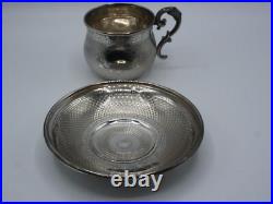 Belle Tasse A Cafe Et Sous Tasse Argent Massif Poincon Minerve 1 Er Titre