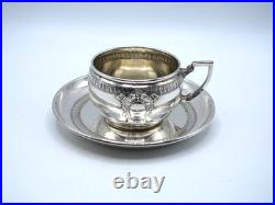 Belle Tasse A Cafe Et Sous-tasse Argent Massif Et Vermeil Poincon Minerve