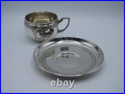 Belle Tasse A Cafe Et Sous-tasse Argent Massif Et Vermeil Poincon Minerve