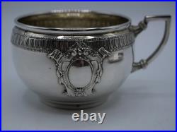 Belle Tasse A Cafe Et Sous-tasse Argent Massif Et Vermeil Poincon Minerve
