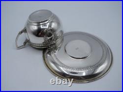 Belle Tasse A Cafe Et Sous-tasse Argent Massif Et Vermeil Poincon Minerve