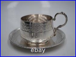 Belle Tasse A The Et Sous Tasse Argent Massif Poincon Minerve Decor Louis XVI