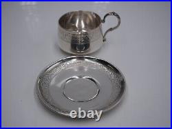 Belle Tasse A The Et Sous Tasse Argent Massif Poincon Minerve Decor Louis XVI