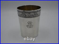 Belle Timbale 114 Grs Argent Massif Poincon Minerve Initiales L. T Frise Aigles