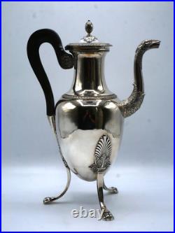 Belle Verseuse Tripode En Argent Massif Poincon Vieillard Paris 1819