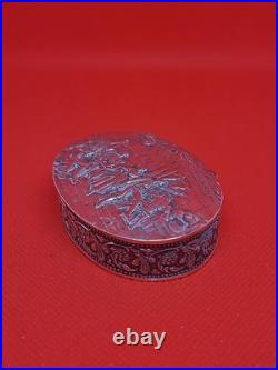Belle ancienne boîte en argent massif scène de fête Poinçon Austro hongrois
