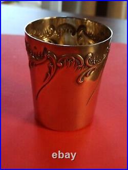 Belle timbale Art Nouveau en argent massif poinçon Mercure 92 gr