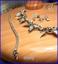 Bijou Parure Argent Massif Poinçonné Moissanite Bracelet Tennis Collier Boucle D