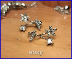 Bijou Parure Argent Massif Poinçonné Moissanite Bracelet Tennis Collier Boucle D