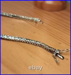 Bijou Parure Argent Massif Poinçonné Moissanite Bracelet Tennis Collier Boucle D