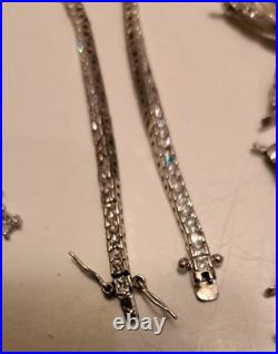Bijou Parure Argent Massif Poinçonné Moissanite Bracelet Tennis Collier Boucle D