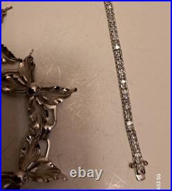 Bijou Parure Argent Massif Poinçonné Moissanite Bracelet Tennis Collier Boucle D