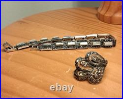 Bijou Parure Argent Massif Poinçonné Nacre Et Marcassite