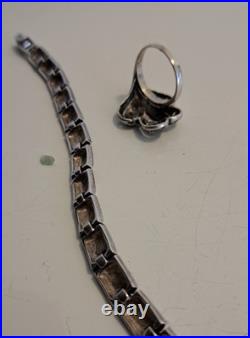 Bijou Parure Argent Massif Poinçonné Nacre Et Marcassite