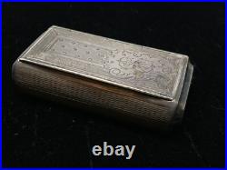 Boite Pilulier Argent Massif Poinçon Minerve Monogramme Antique Silver Box 19th