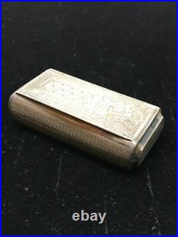 Boite Pilulier Argent Massif Poinçon Minerve Monogramme Antique Silver Box 19th