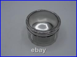 Boite Ronde En Argent Massif Poincon Minerve 1 Er Titre Et Cristal Filets Rubans
