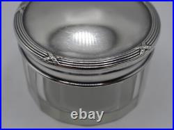 Boite Ronde En Argent Massif Poincon Minerve 1 Er Titre Et Cristal Filets Rubans