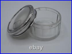 Boite Ronde En Argent Massif Poincon Minerve 1 Er Titre Et Cristal Filets Rubans
