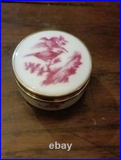 Boîte à Pillule en Argent Massif et Porcelaine Poinçon Minerve, R. Linzeler