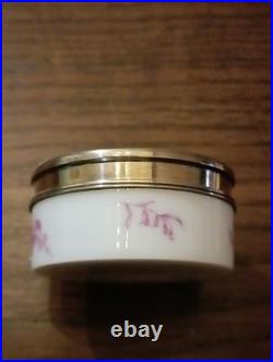 Boîte à Pillule en Argent Massif et Porcelaine Poinçon Minerve, R. Linzeler