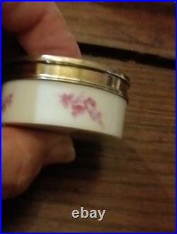 Boîte à Pillule en Argent Massif et Porcelaine Poinçon Minerve, R. Linzeler