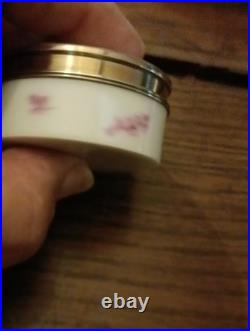 Boîte à Pillule en Argent Massif et Porcelaine Poinçon Minerve, R. Linzeler