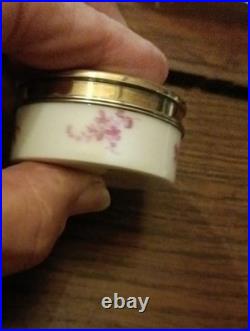 Boîte à Pillule en Argent Massif et Porcelaine Poinçon Minerve, R. Linzeler