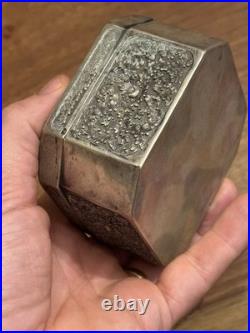 Boîte en Argent Massif Oriental Turquie Perse Syrie Poinçon d'importation Cygne