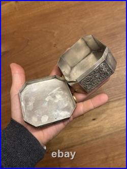 Boîte en Argent Massif Oriental Turquie Perse Syrie Poinçon d'importation Cygne