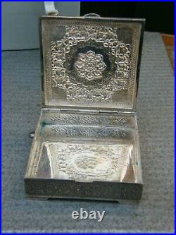 Boite en Argent Massif Qadjar Qajar Kadjar Silver Silber Perse Iran Poinçon 84