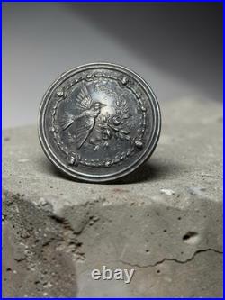 Boîte pilulier argent massif poinçon crabe oiseau Art Nouveau XIXe vermeil