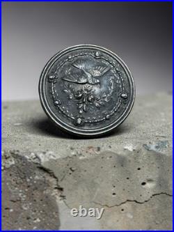 Boîte pilulier argent massif poinçon crabe oiseau Art Nouveau XIXe vermeil