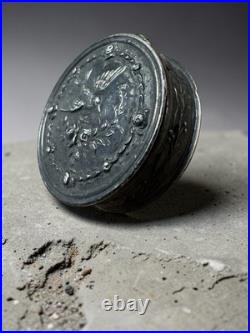 Boîte pilulier argent massif poinçon crabe oiseau Art Nouveau XIXe vermeil
