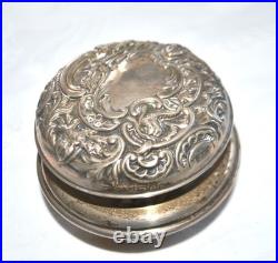 Boite ronde anglaise Georges V en Argent SILVER poinçon LONDRES 1917 ENGLAND