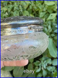 Bonbonnière Cristal Taillé & Argent Massif & Poinçon Minerve & Héraldique