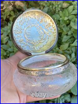 Bonbonnière Cristal Taillé & Argent Massif & Poinçon Minerve & Héraldique