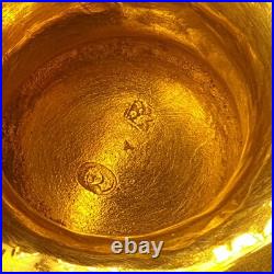 Bouillon couvert Argent & Vermeil Poinçon coq Frise perles & feuilles fin XVIIIe