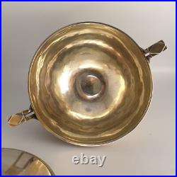 Bouillon couvert Argent & Vermeil Poinçon coq Frise perles & feuilles fin XVIIIe