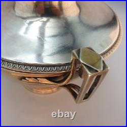 Bouillon couvert Argent & Vermeil Poinçon coq Frise perles & feuilles fin XVIIIe