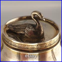 Bouillon couvert Argent & Vermeil Poinçon coq Frise perles & feuilles fin XVIIIe