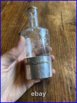 Bouteille & Carafe Cristal Taillé & Argent Massif Poinçon Minerve