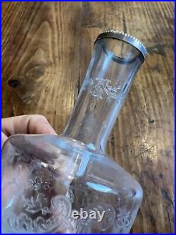 Bouteille & Carafe Cristal Taillé & Argent Massif Poinçon Minerve