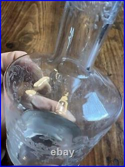 Bouteille & Carafe Cristal Taillé & Argent Massif Poinçon Minerve
