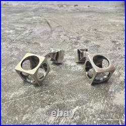 Boutons de manchettes design vers 1970 vintage argent massif poinçonné Crabe