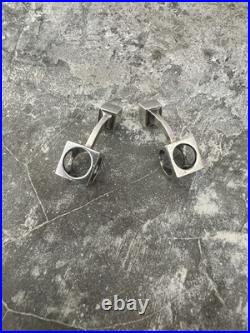 Boutons de manchettes design vers 1970 vintage argent massif poinçonné Crabe