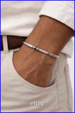 Bracelet Argent Massif 925 Ébène Poinçonné Fait Main Artisan Touareg 28g