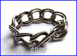 Bracelet Argent Massif Maille Gourmette Poinçon Crabe Vintage 97g